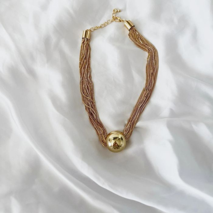 Collier doré multi-chaîne à boule - photo numéro 2