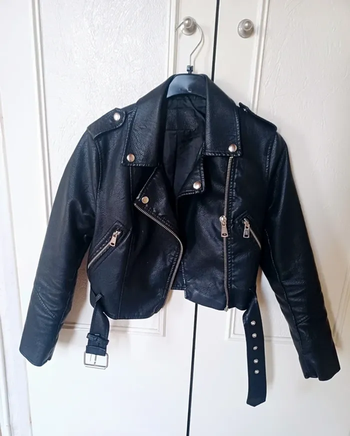 Veste en cuir noir XXS
