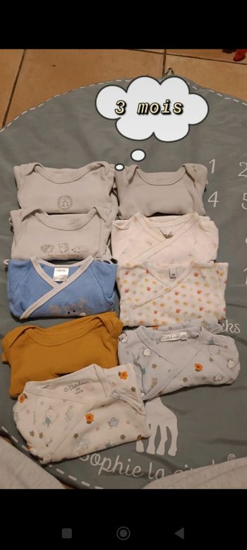 Lot 9 bodies manches longues 3 mois