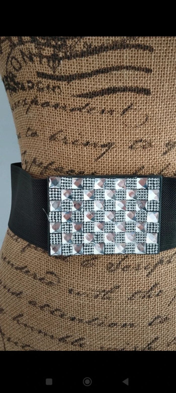 Ceinture élastique verte argenté femme 80 cm - photo numéro 4