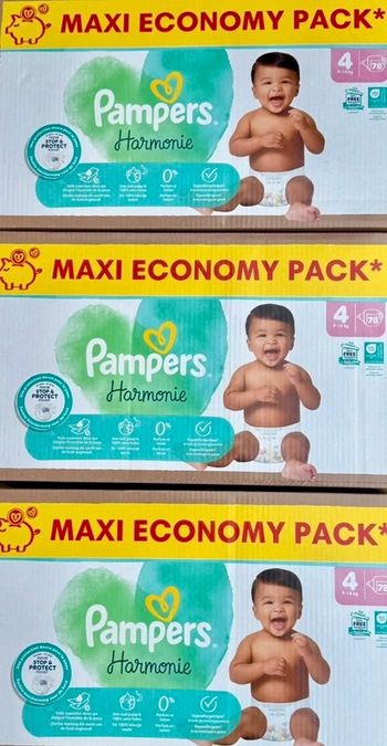 Lot de 234 couches Pampers Harmonie - Taille 4 - 9 à 14 kg - Neuf
