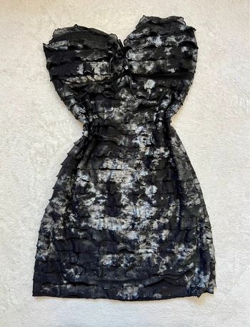 Soldes Summer Sales 🔥 Top bustier tie dye gris/noir pailleté Coquette vintage made in France - TU