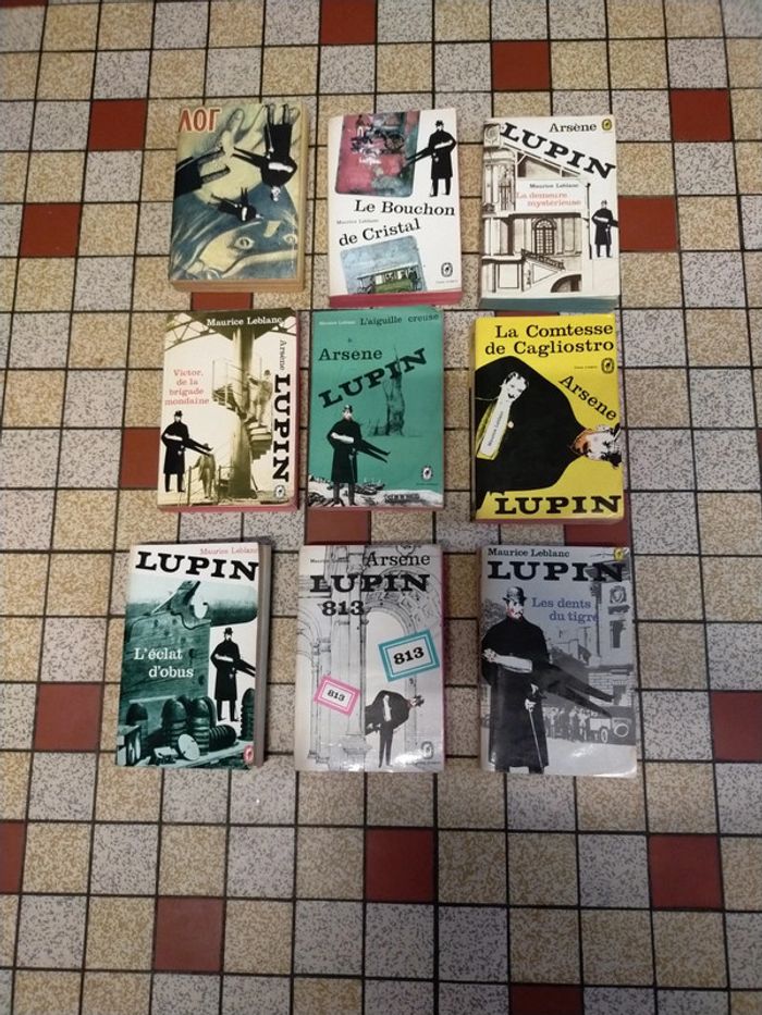 Lot de 9 livres Arsène Lupin vintages