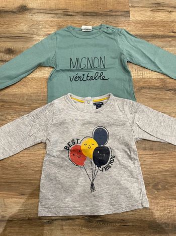 Lot 2 tee-shirts 9 mois kiabi