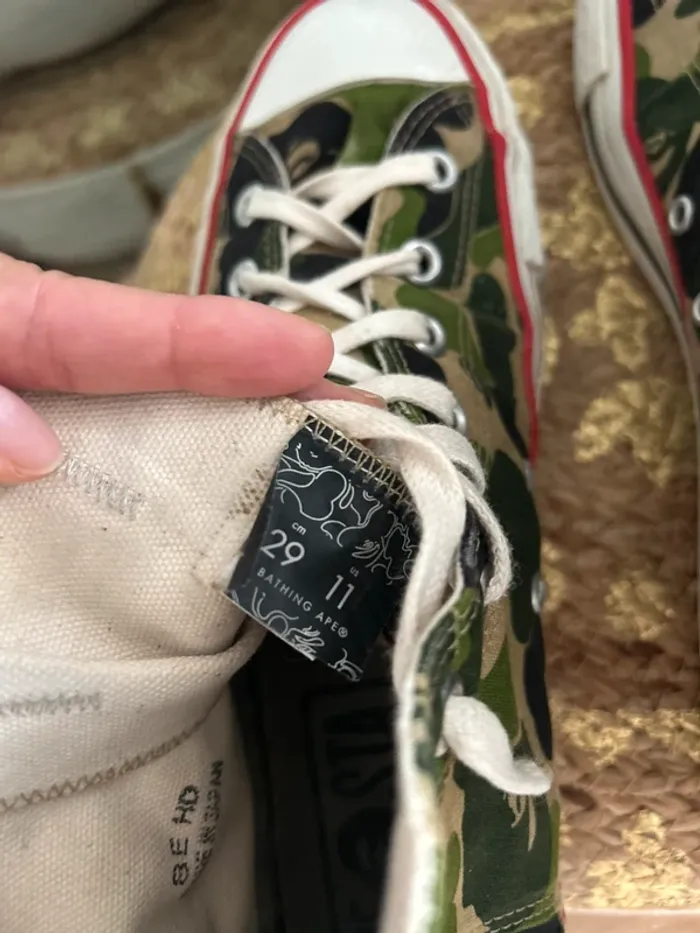 BAPE x Converse Shark Trainers in green camo pointure 11us - photo numéro 8