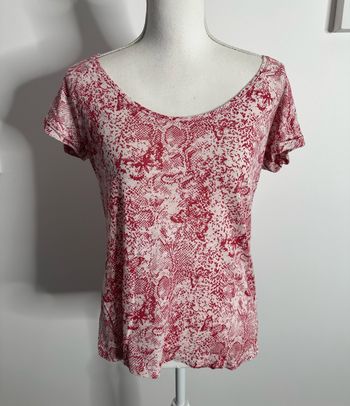 T-shirt imprimés python serpent papillons blanc crème et bordeaux Gérard Darel T2 38 M