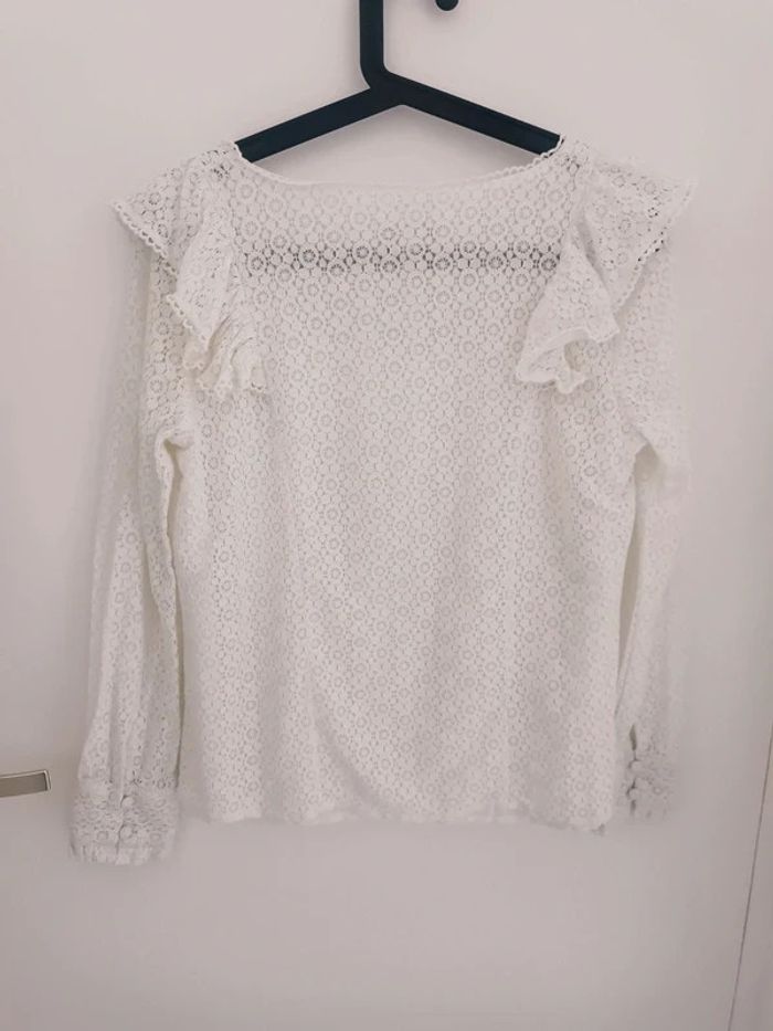 Chemisier blanc dentelle volants et boutons Peace n'Love Taille S/M Neuf - photo numéro 3