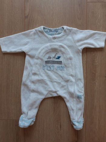 Pyjama blanc naissance 45cm  unisexe Sucre d'orge