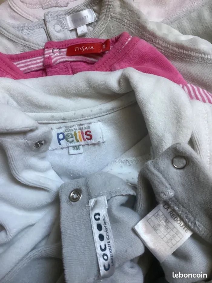 Lot 5 pyjamas velours fille 3m - photo numéro 2