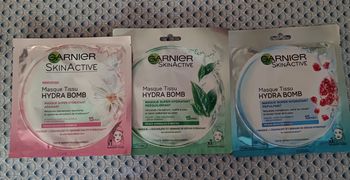 3 Masques Skinactive, Tissu Hydra Bomb Garnier