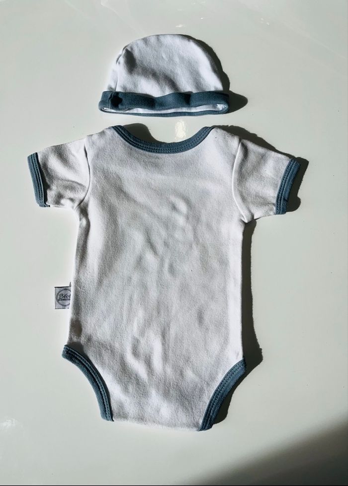 Ensemble body + bonnet 0-3mois bébé douceur - photo numéro 2