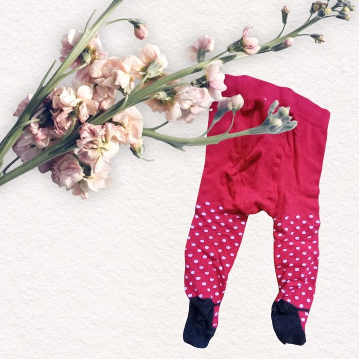 collants bébé fille taille 6 mois rouges à pois blancs - photo numéro 2