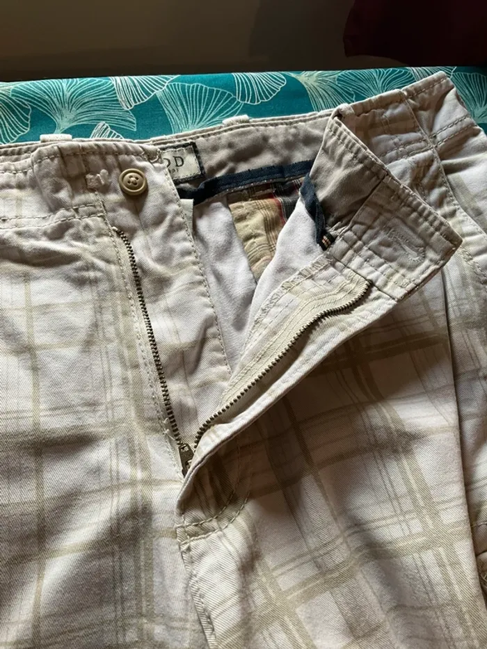 Short cargo crème à carreaux beiges pour homme Izod taille W32 FR42 455 - photo numéro 4