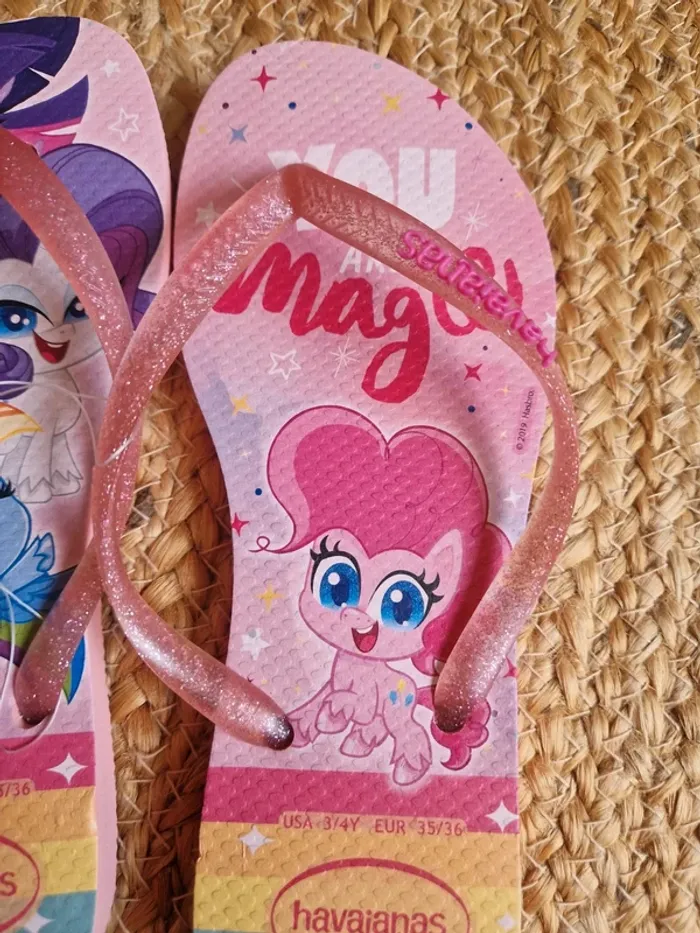 Neuf jolie paire de tong havaianas motif my little pony fille pointure 35 - photo numéro 2