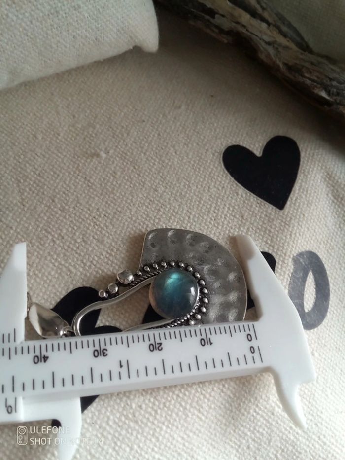 Collier argenté pierre de labradorite - photo numéro 3