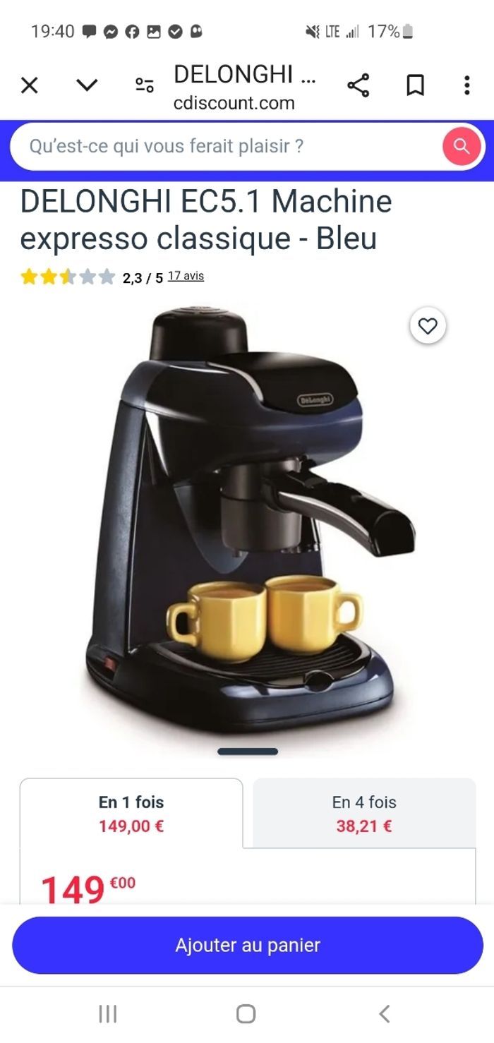 Machine à café expresso avec système Capuccino DELONGHI EC5.1. - photo numéro 2