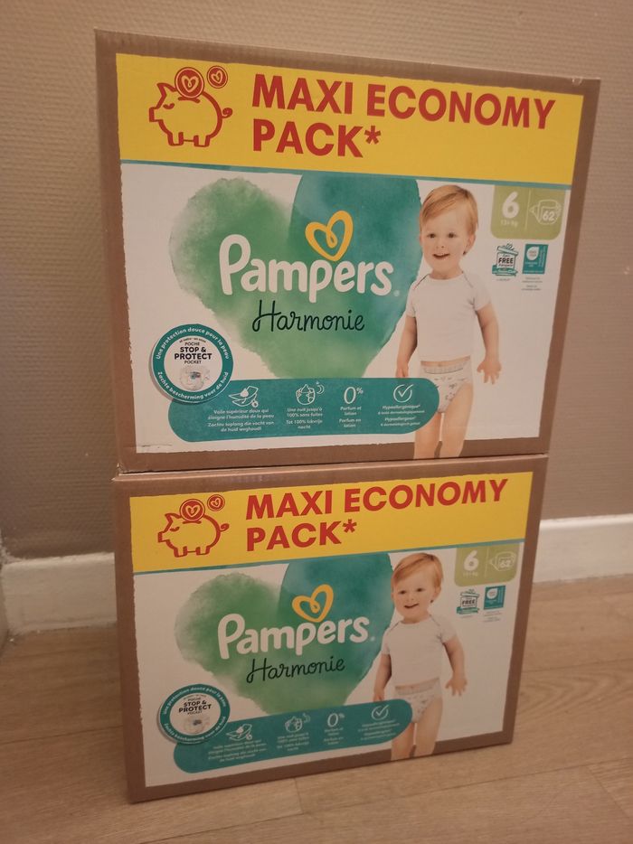 Pampers harmonie taille 6(124 couches)