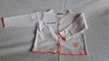 Cardigan blanc chiné rose 12 mois