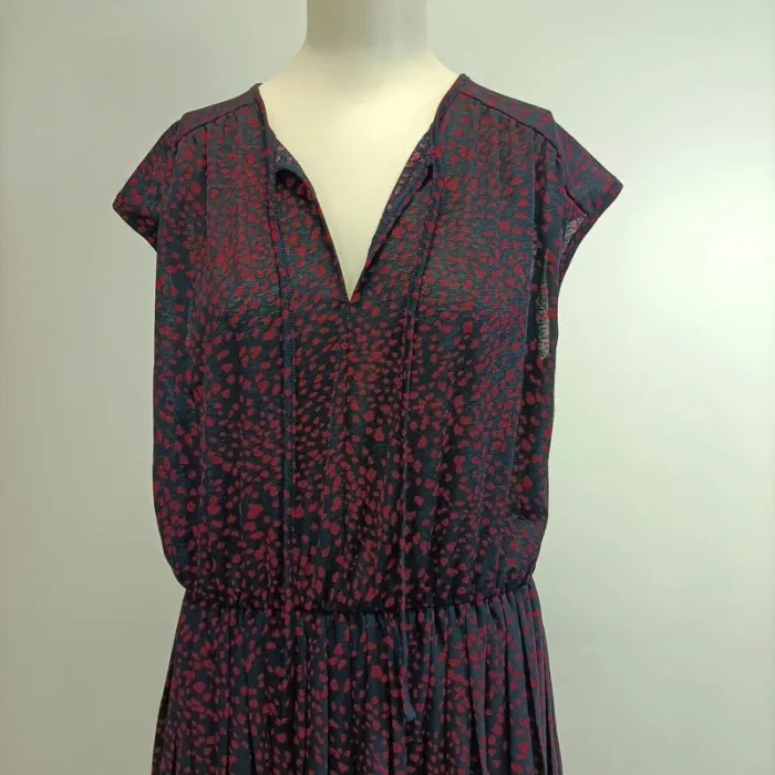 Robe bleue à motifs rouge Promod col en V - taille M robe mi-longue - A150 - photo numéro 4
