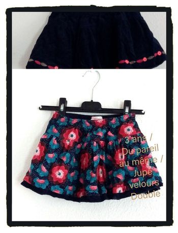 3 ans du pareil au même jupe fleurie velours doublé automne hiver /Excellent état