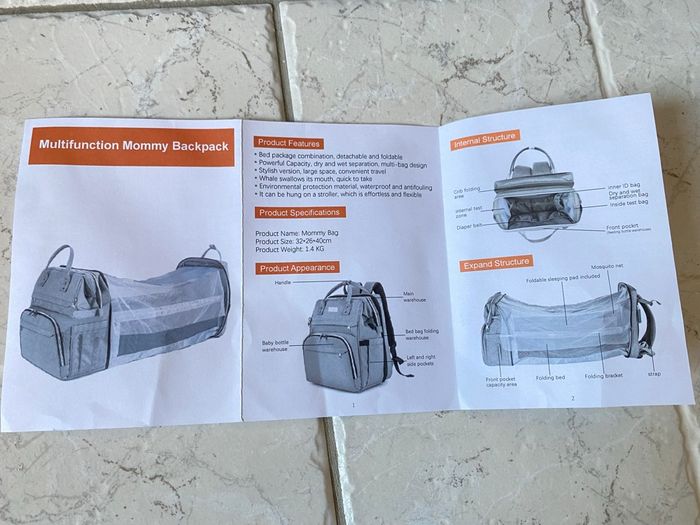 Sac à dos à langer avec lit et accroche poussette - photo numéro 6