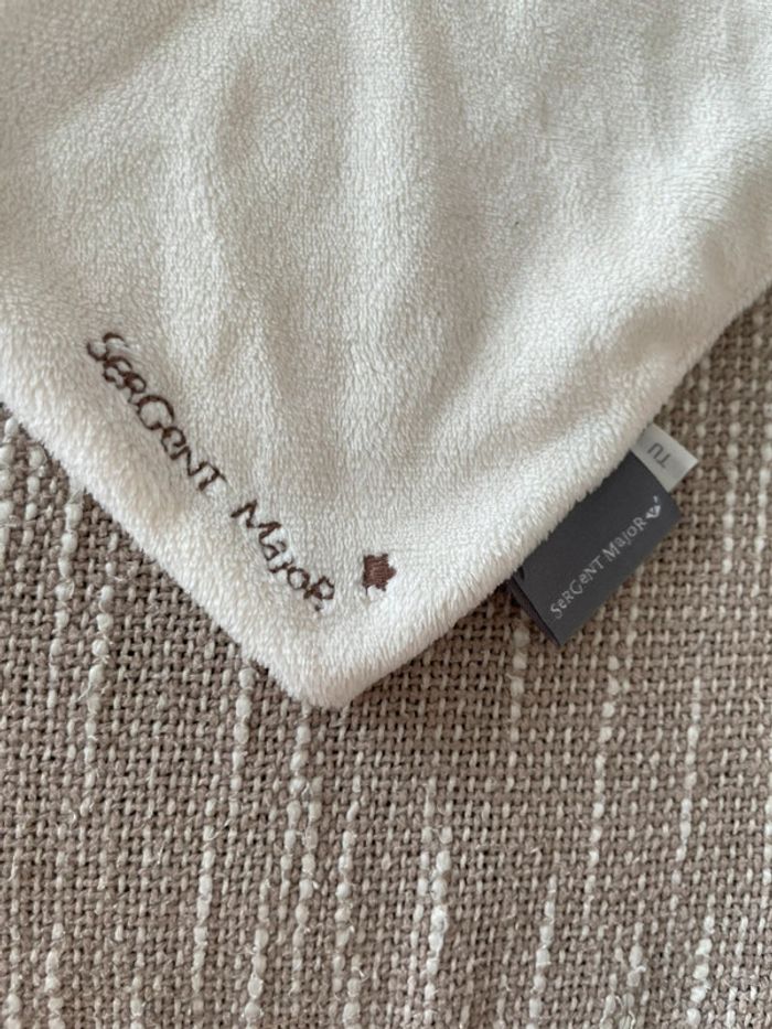 Peluche doudou plat 31cm sergent major lapin blanc crème beige parfait état - photo numéro 3