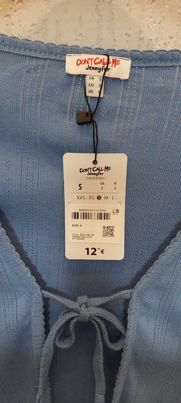 Joli gilet/cardigan court femme Jennyfer S bleu neuf - photo numéro 2