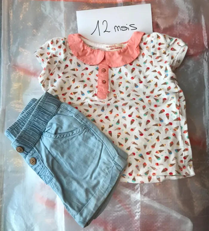 T-shirt MC et short 12 mois été