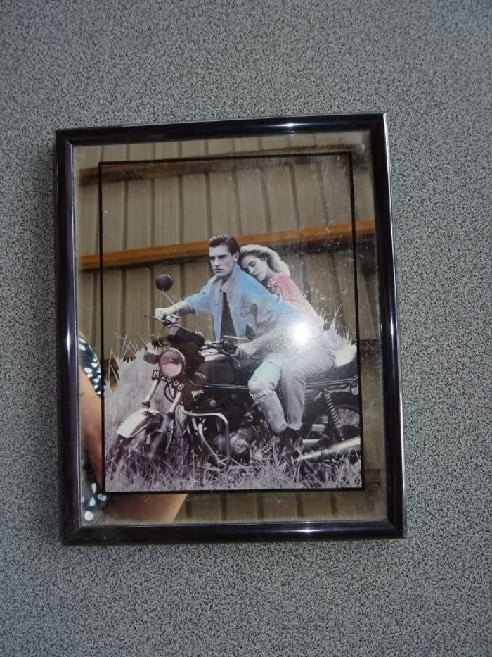 Cadre photo effet miroir « couple moto »