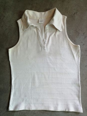 Polo sans manches blanc Camaïeu