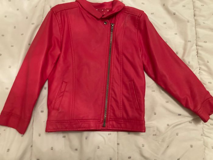 Veste similicuir fushia