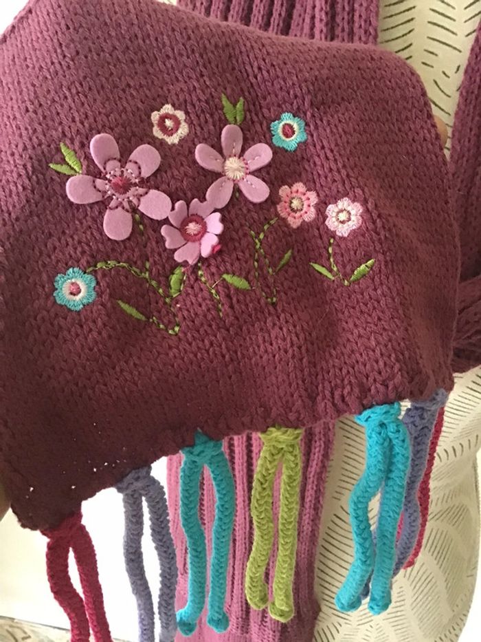 Écharpe enfant violet avec fleur 150/20 cm (1123) - photo numéro 3