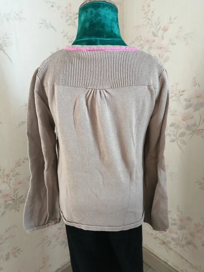 Pull fon marron clair imprimé tour eiffel avec manches bouffantes / nky / (8ans) - photo numéro 7