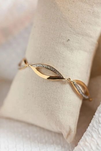 Bracelet losanges en plaqué or et zircons
