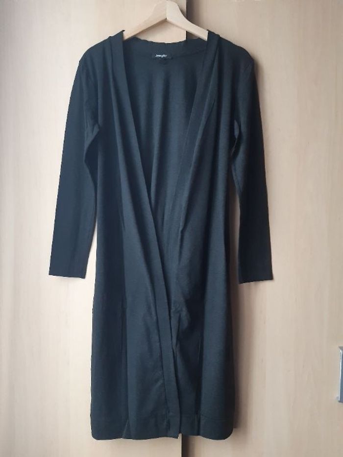 Gilet longue gris foncé Jennyfer