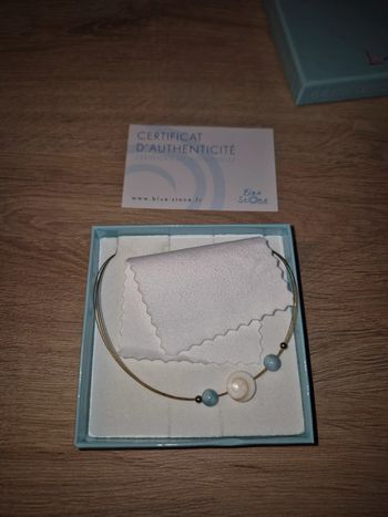 💎 Collier Élégant avec Coquillage Naturel & Pierres Bleues - Certificat d’Authenticité 💎