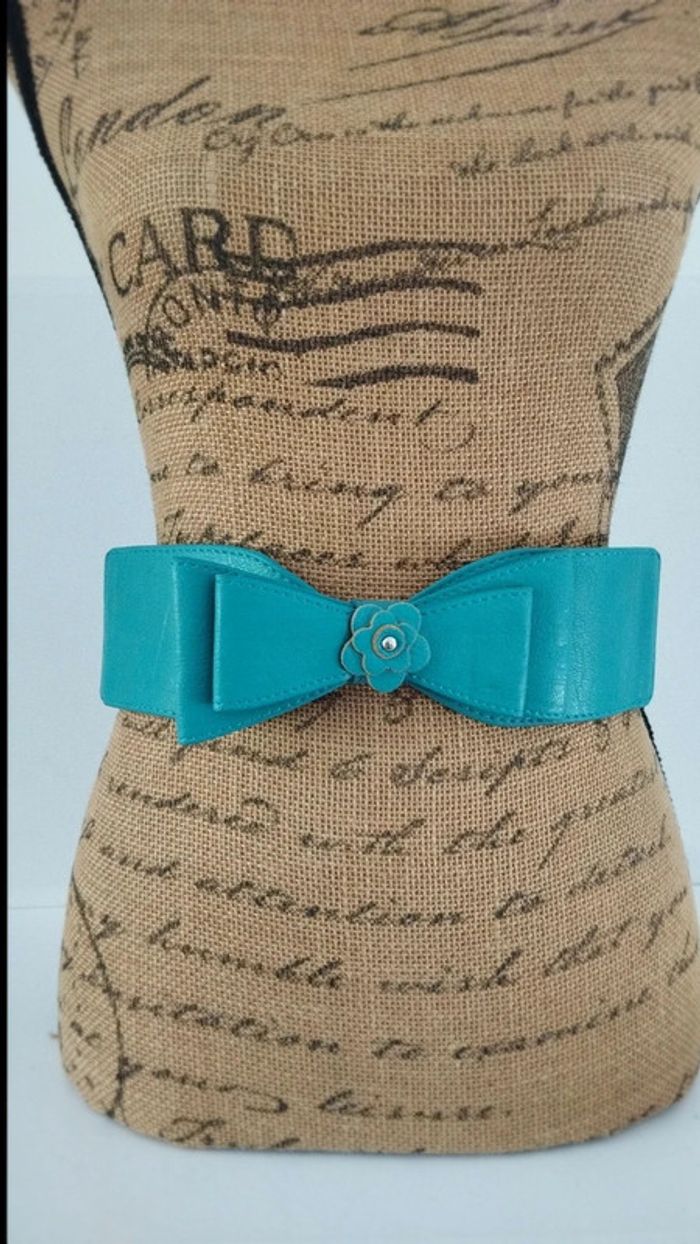 Ceinture bleu élastique noeud 80/90 cm