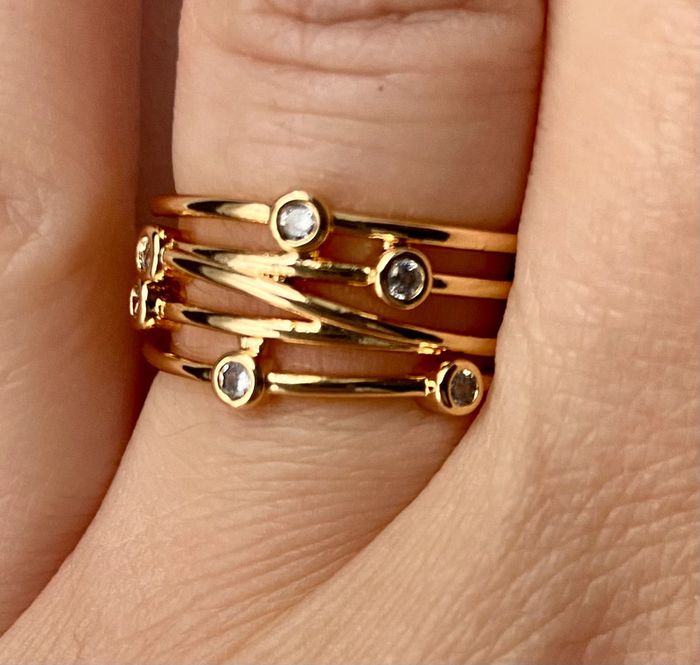 Bague à strass en acier inoxydable ajustable