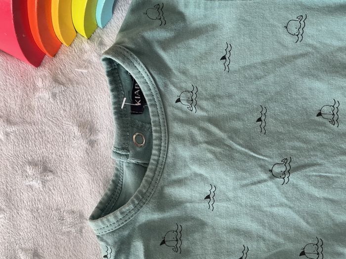 pyjama grenouillère en coton turquoise motifs baleines 6 mois kiabi - photo numéro 8
