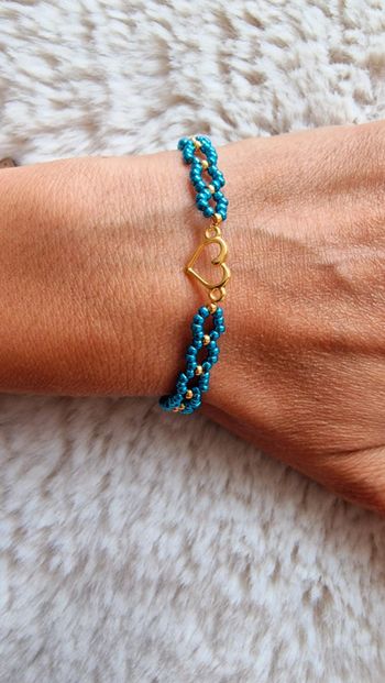 Bracelet coeur doré et bleu
