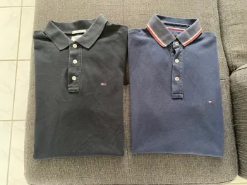 Lot 2 polos Tommy Hilfiger homme taille S Noir & Bleu Marine Très bon état
