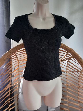 Haut manches courtes femme noir brillant taille 38