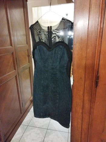 Robe bustier noire denim vintage XL/42 y2k