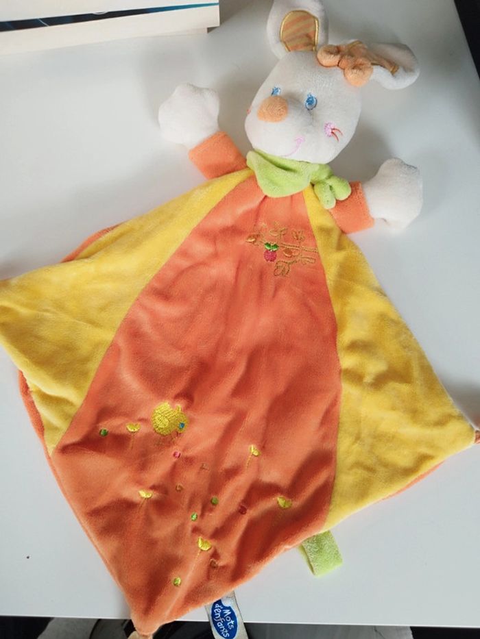 Doudou lapin orange Mots d'enfants - photo numéro 2