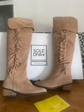 Bottes hautes à franges CUIR