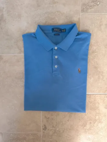 Joli Polo Ralph Lauren homme taille XXL bleu logo coloré troué