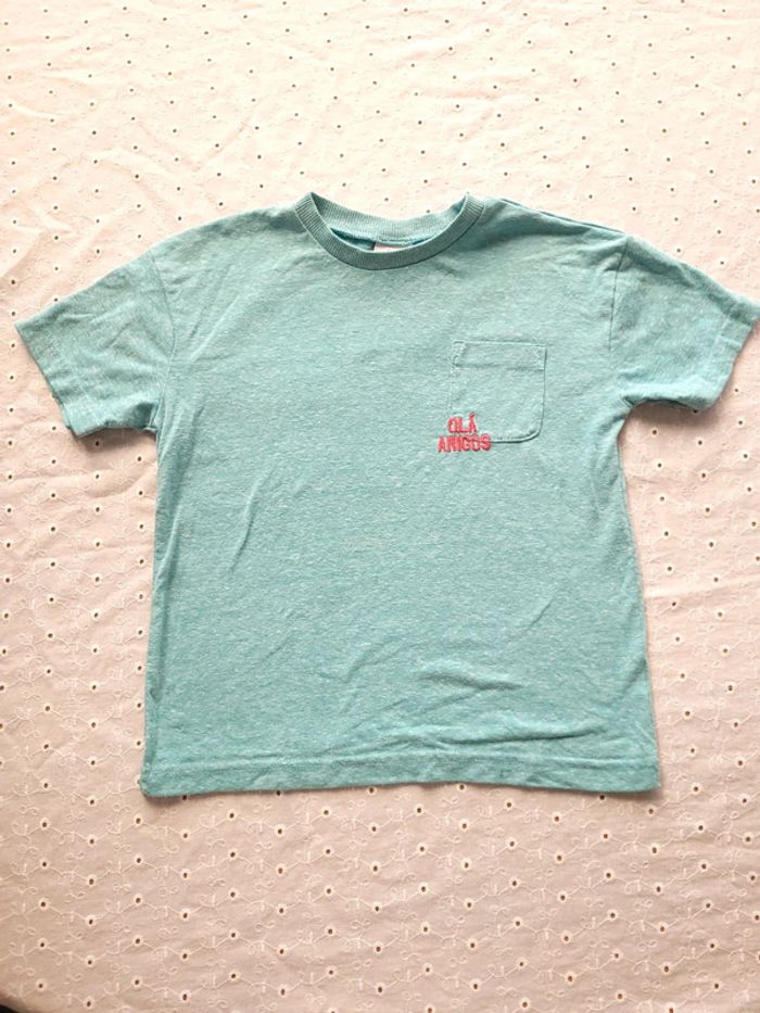 Tee-shirt bleu ciel turquoise chiné