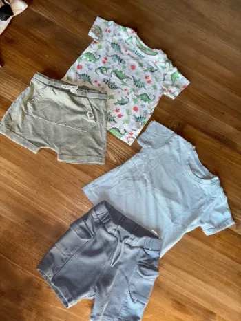 2 ensembles short /tee shirt garçon t12/18 mois