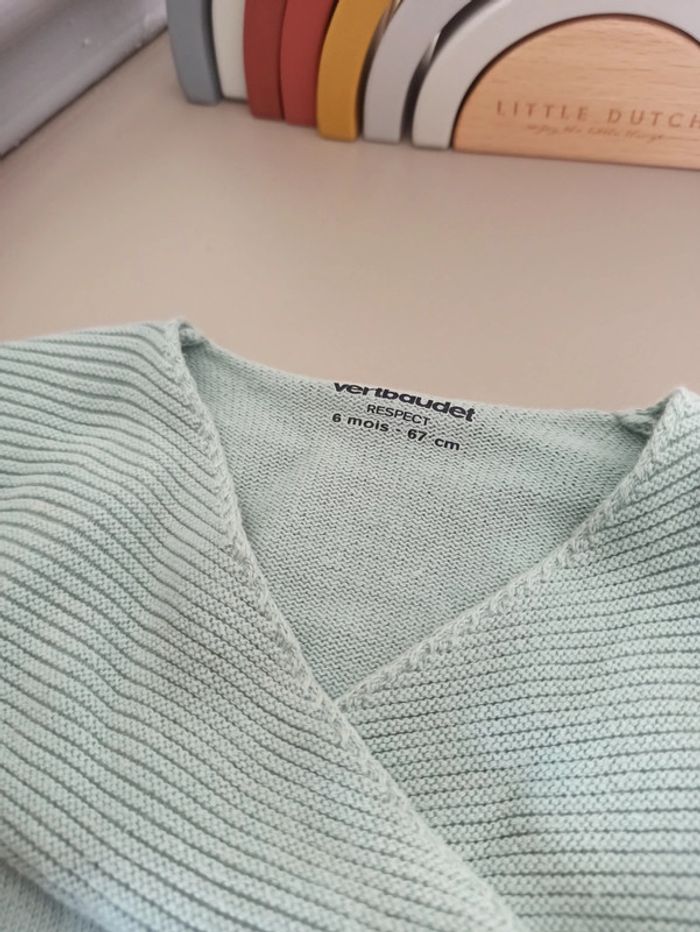 Pull fin vert de gris 6 mois Verbaudet - photo numéro 4