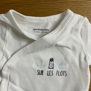 Lot 2 bodies croisés bébé 1 mois thème marin Vertbaudet